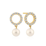 Biella Perla Uno 18K Gold Plated Earrings w. Zirconia & Pearl