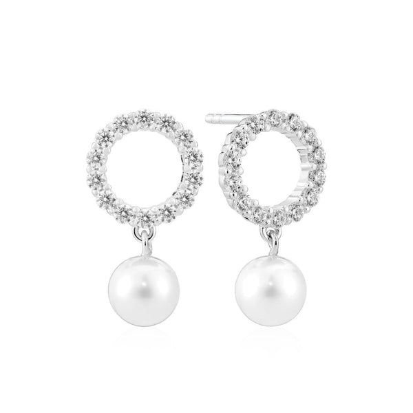Biella Perla Uno Silver Earrings w. Zirconia & Pearl