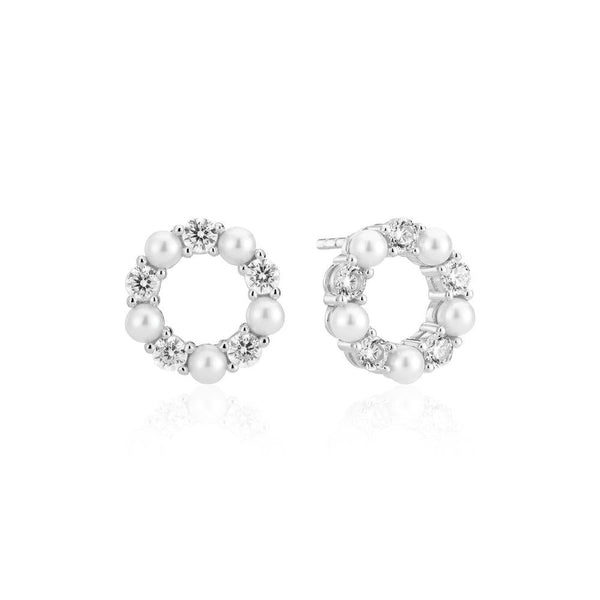 Biella Perla Silver Earrings w. Zirconia & Pearl