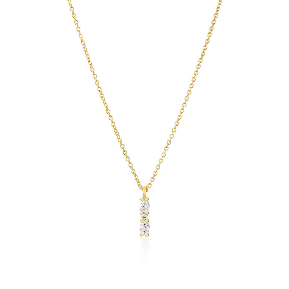 Ellera Ovale Piccolo 18K Gold Plated Necklace w. Zirconia
