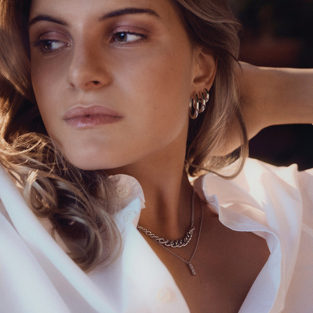 Ellera Ovale Piccolo Silver Necklace w. Zirconia
