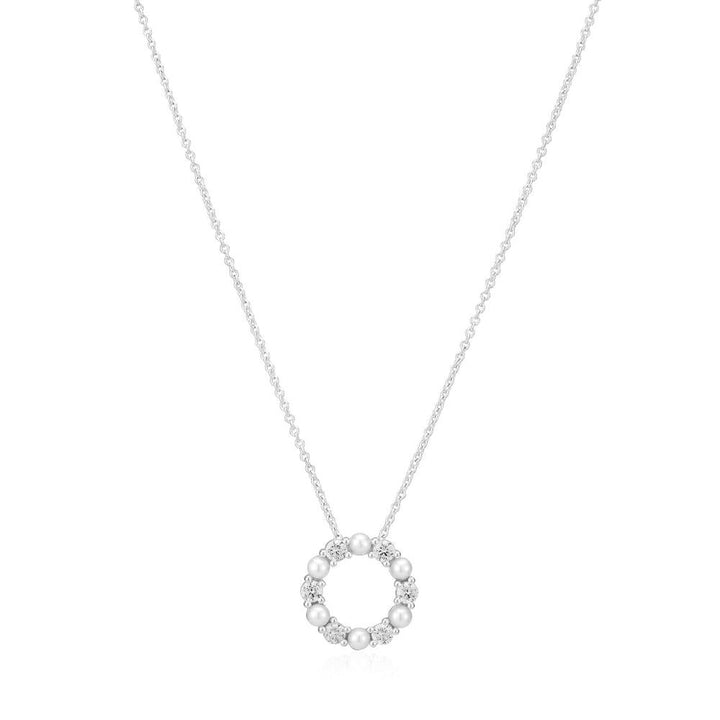Biella Perla Silver Necklace w. Zirconia & Pearl