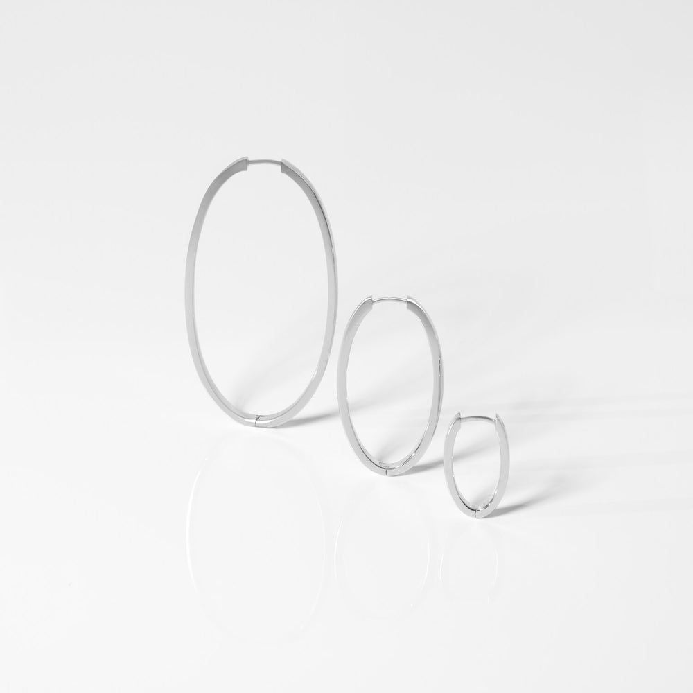 Ellisse Pianura Grande Silver Hoops