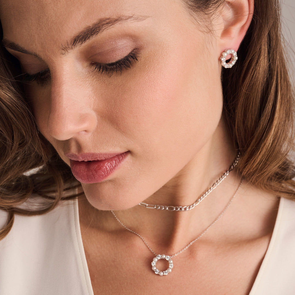 Biella Perla Silver Earrings w. Zirconia & Pearl
