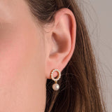 Biella Perla Uno 18K Gold Plated Earrings w. Zirconia & Pearl