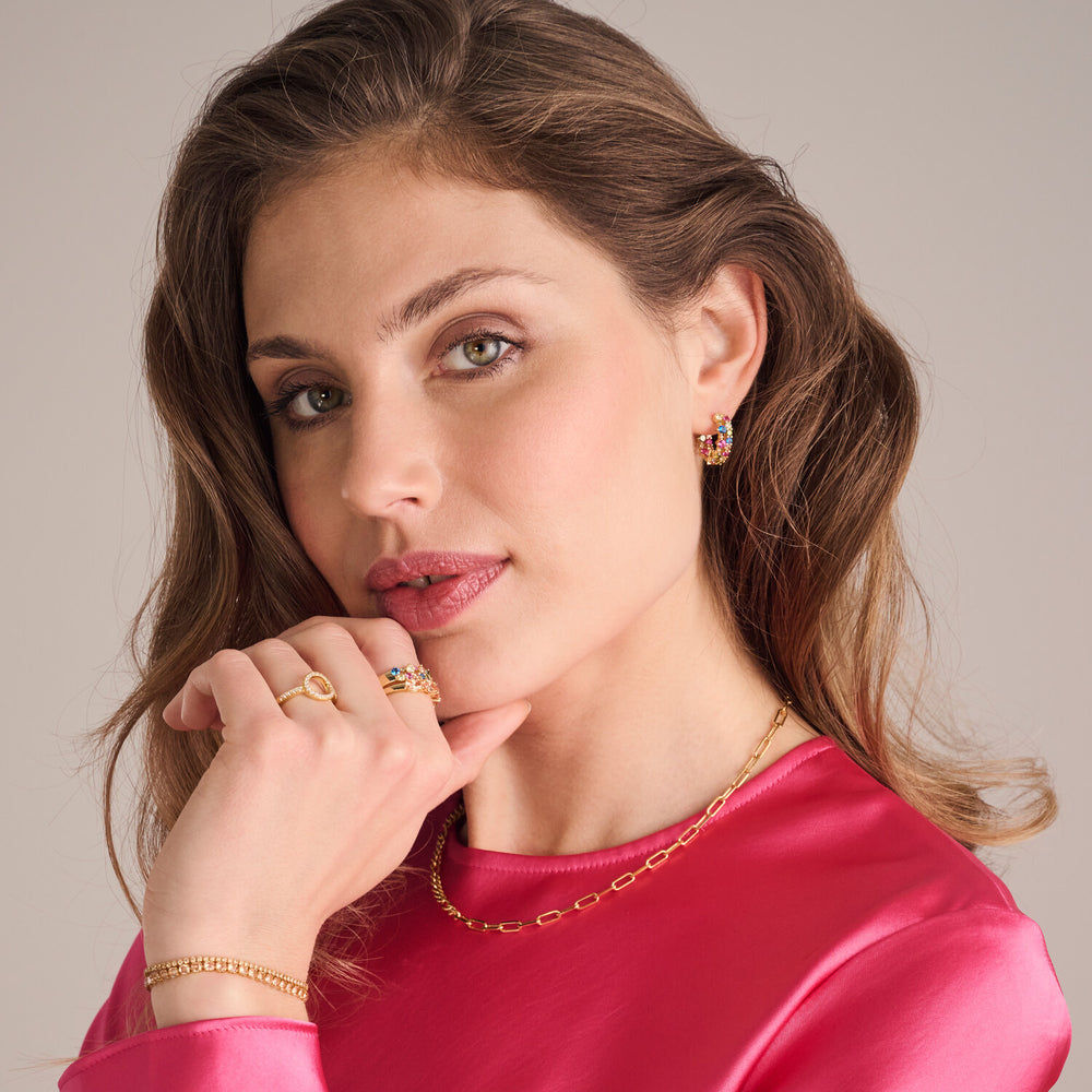 Biella 18K Gold plattiert Reifen w. Zirkonia