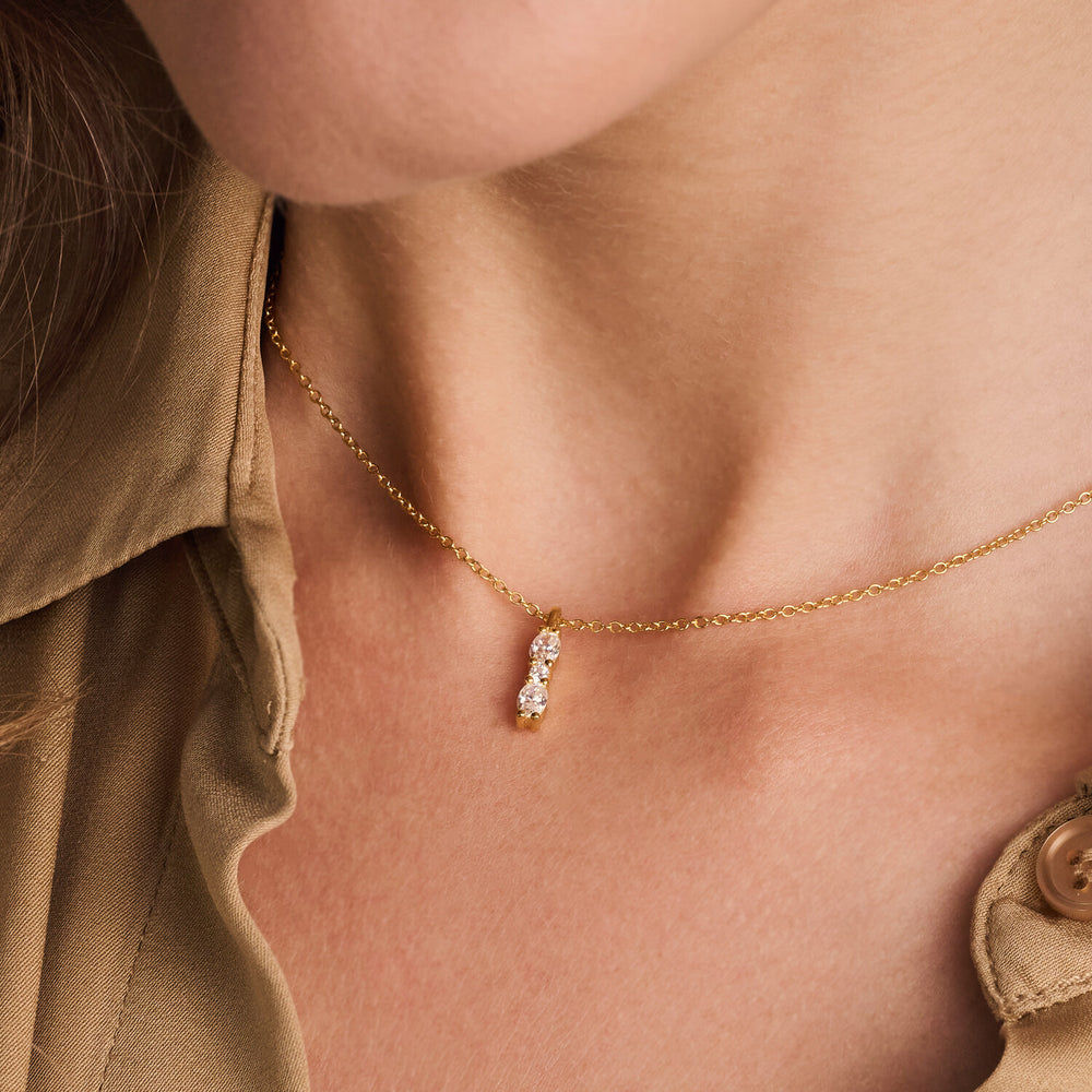 Ellera Ovale Piccolo 18K Gold Plated Necklace w. Zirconia