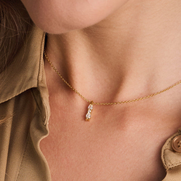 Ellera Ovale Piccolo 18K Gold Plated Necklace w. Zirconia