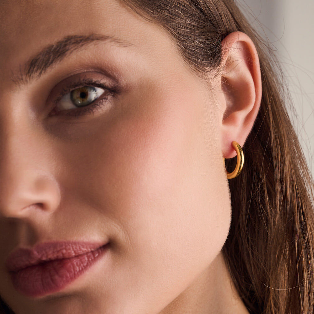 Carrara Pianura Medio 18K Gold Plated Hoops