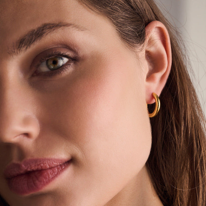 Carrara Pianura Medio 18K Gold Plated Hoops