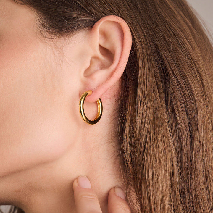 Carrara Pianura Large 18K Gold Plated Hoops