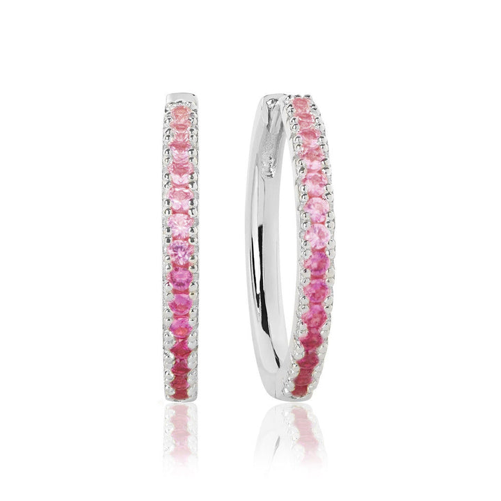 Ellera Grande Pink Silver Hoops w. Zirconia
