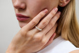 Oval Slebet Halv Alliance 14 eller 18 karat Hvidguld Ring m. Lab-Grown Diamanter