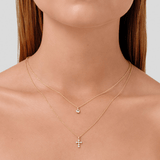 Cross 14K Gold Pendant w. Diamonds