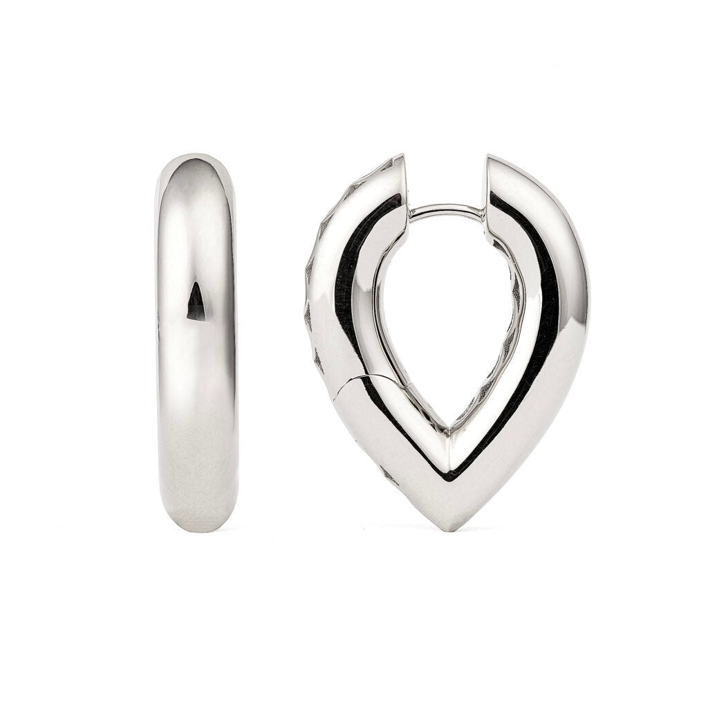 Drop Link Big Plain (28 mm) 18K Whitegold Hoops