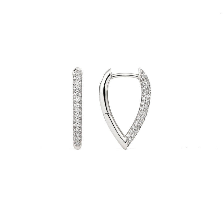 Drop Link Mini Pavé (18 mm) 18K Whitegold Hoops w. Diamanten
