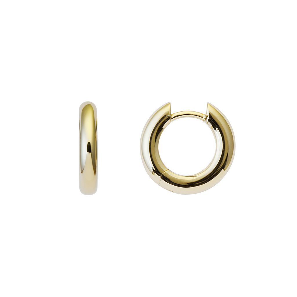 Classic Plain 13 mm 18K Gold Hoops