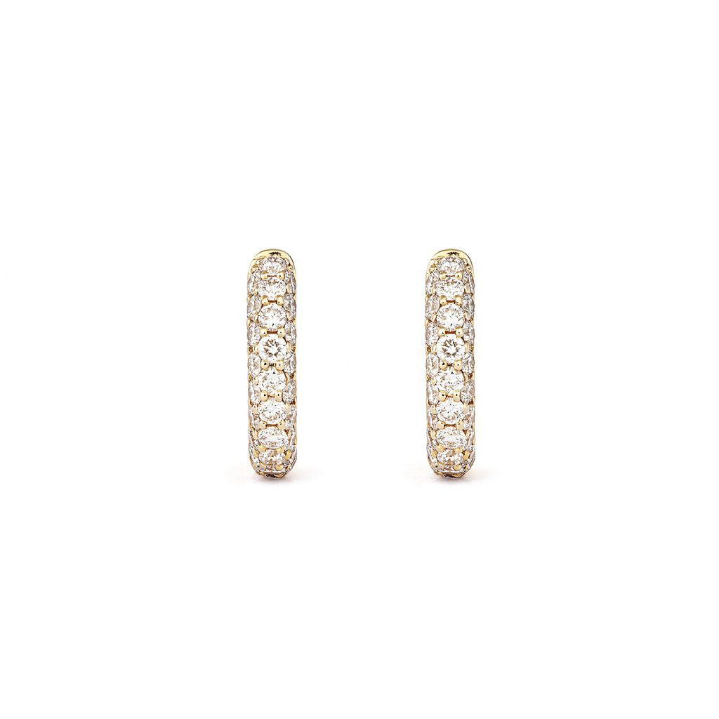 Classic Pavé 13 mm 18K Gold Hoops w. Diamonds