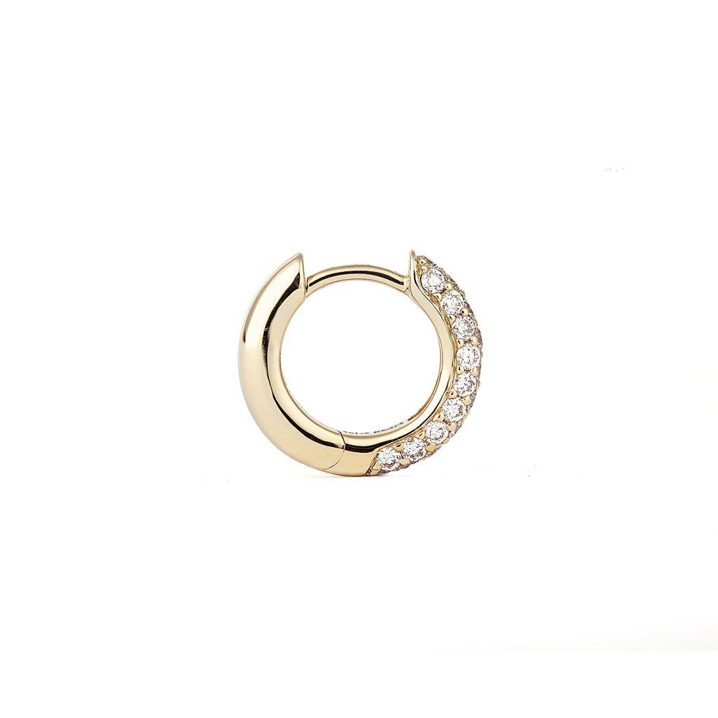 Classic Pavé 13 mm 18K Gold Hoops w. Diamonds