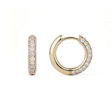 Classic Pavé 15 mm 18K Gold Hoops w. Diamonds