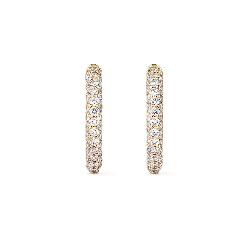 Classic Pavé 18 mm 18K Gold Hoops w. Diamonds