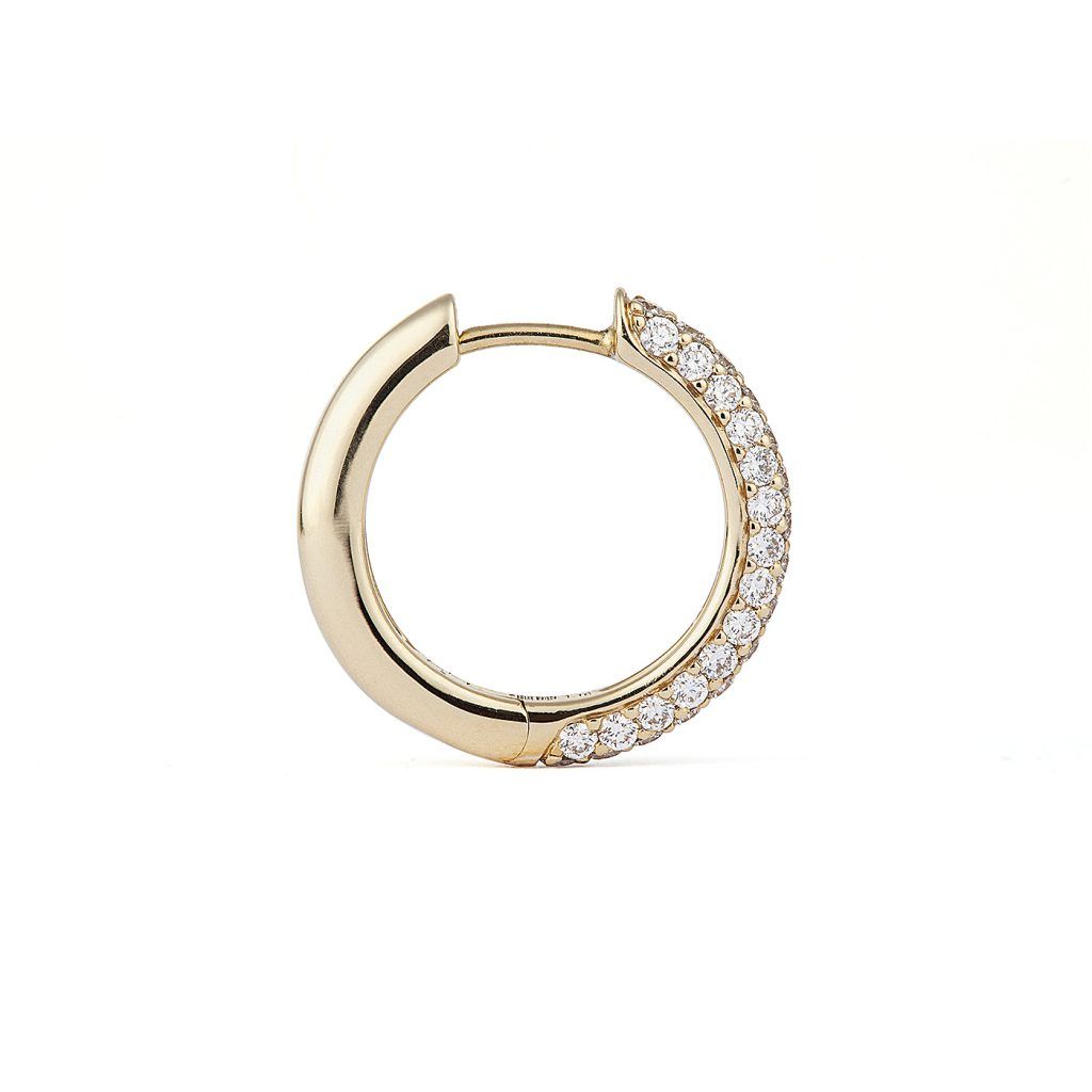 Classic Pavé 18 mm 18K Gold Hoops w. Diamonds