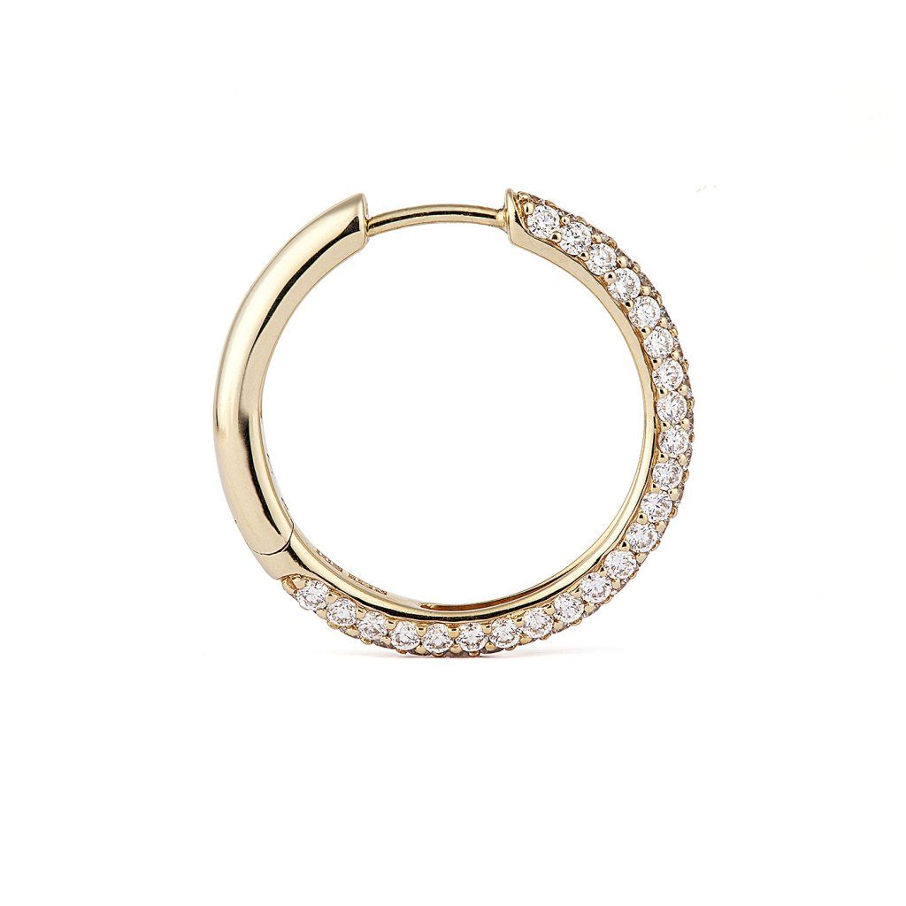 Classic Pavé 21 mm 18K Gold Hoops w. Diamonds