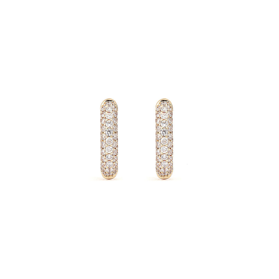 Absolute Small (Tight) 18K Gold Hoops w. Diamonds