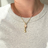 Memento Mori 18K & 22K Gold Necklace w. Keshi Pearl, Diamond & Sapphire