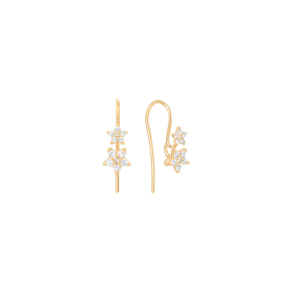 Shooting Stars hook 18K Gold Earrings w. Diamonds