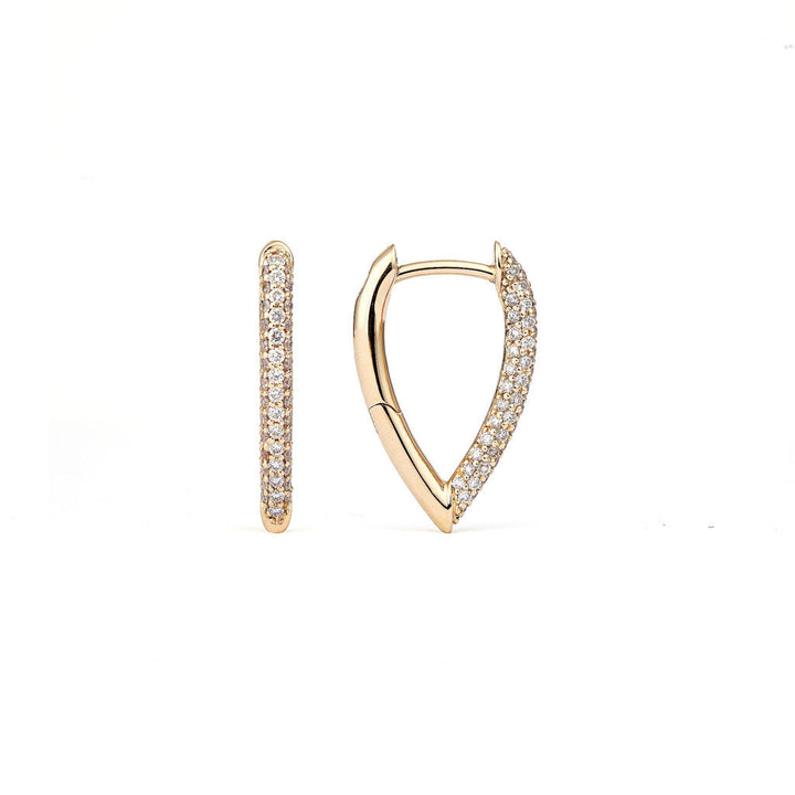 Drop Link Mini Pavé (18 mm) 18K Gold Hoops w. Diamonds