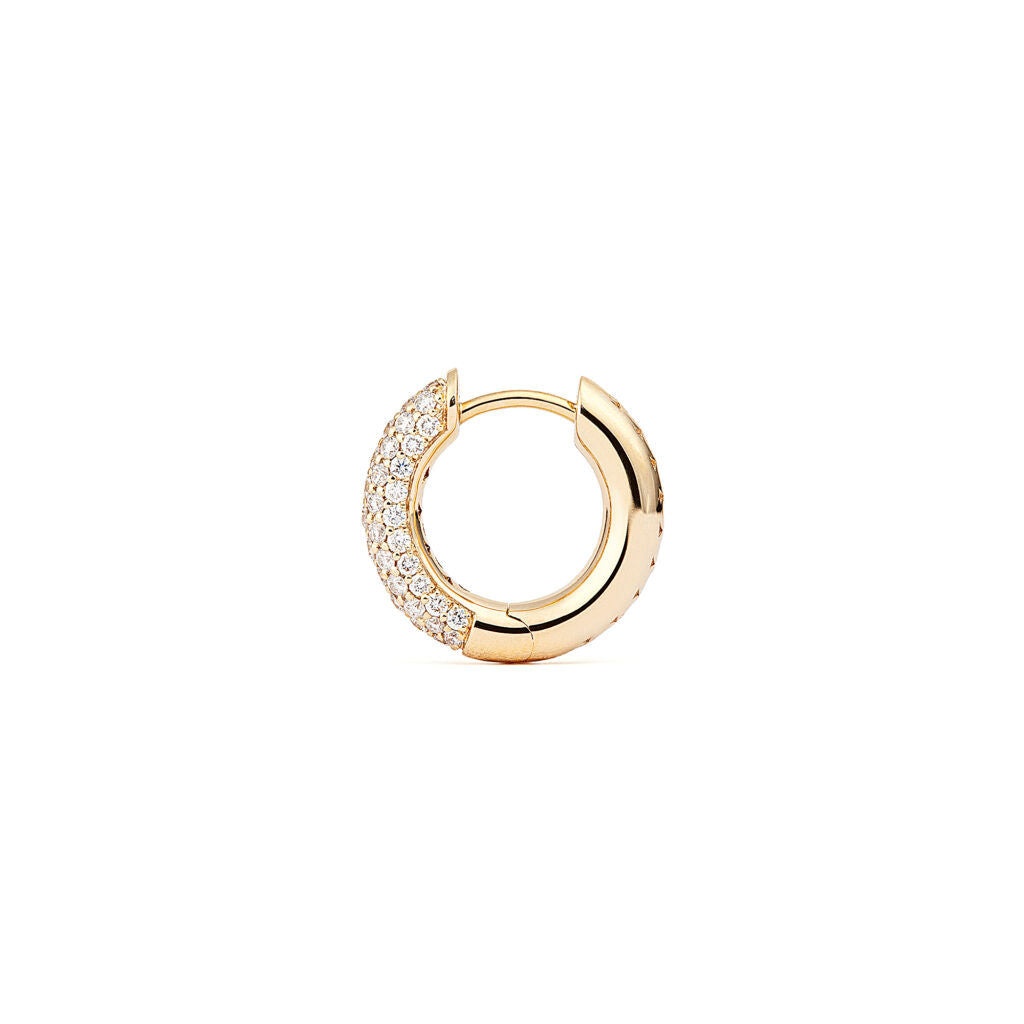 Absolute Small (Tight) 18K Gold Hoops w. Diamonds