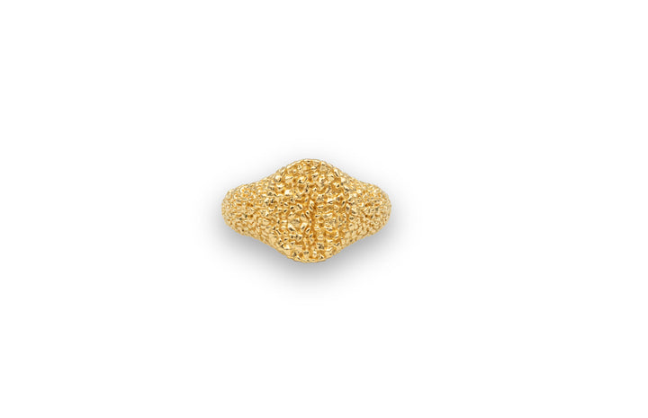 IX Crunchy Mini Oval 22k Gold Plated Ring
