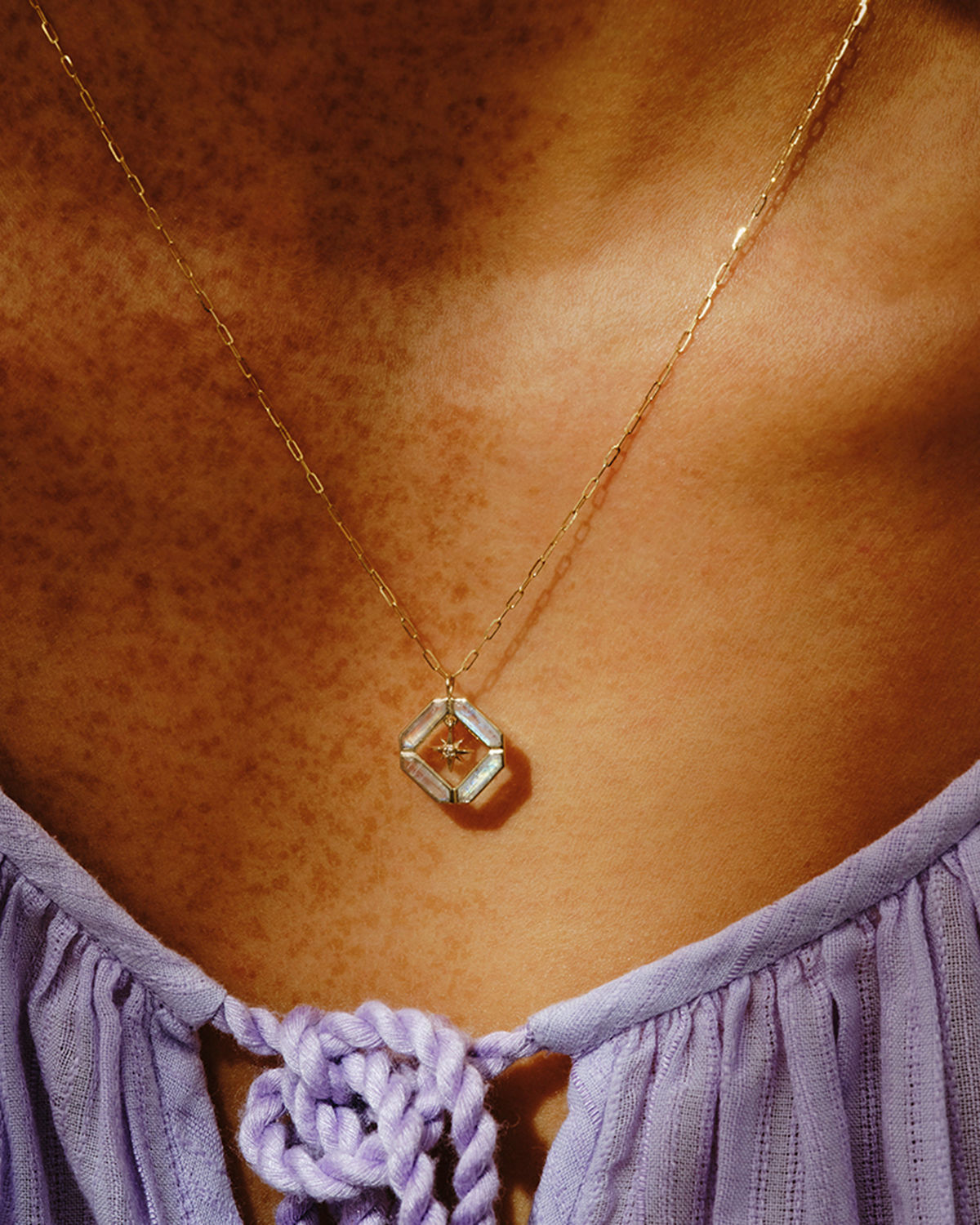Astra Moonstone Journey 14K Gold Necklace w. Moonstone & Diamond