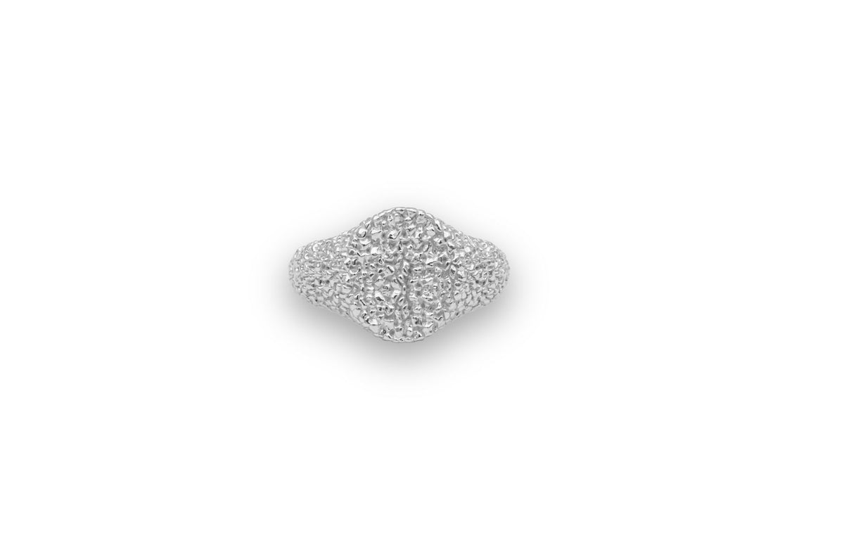 IX Crunchy Mini Oval Silver Ring