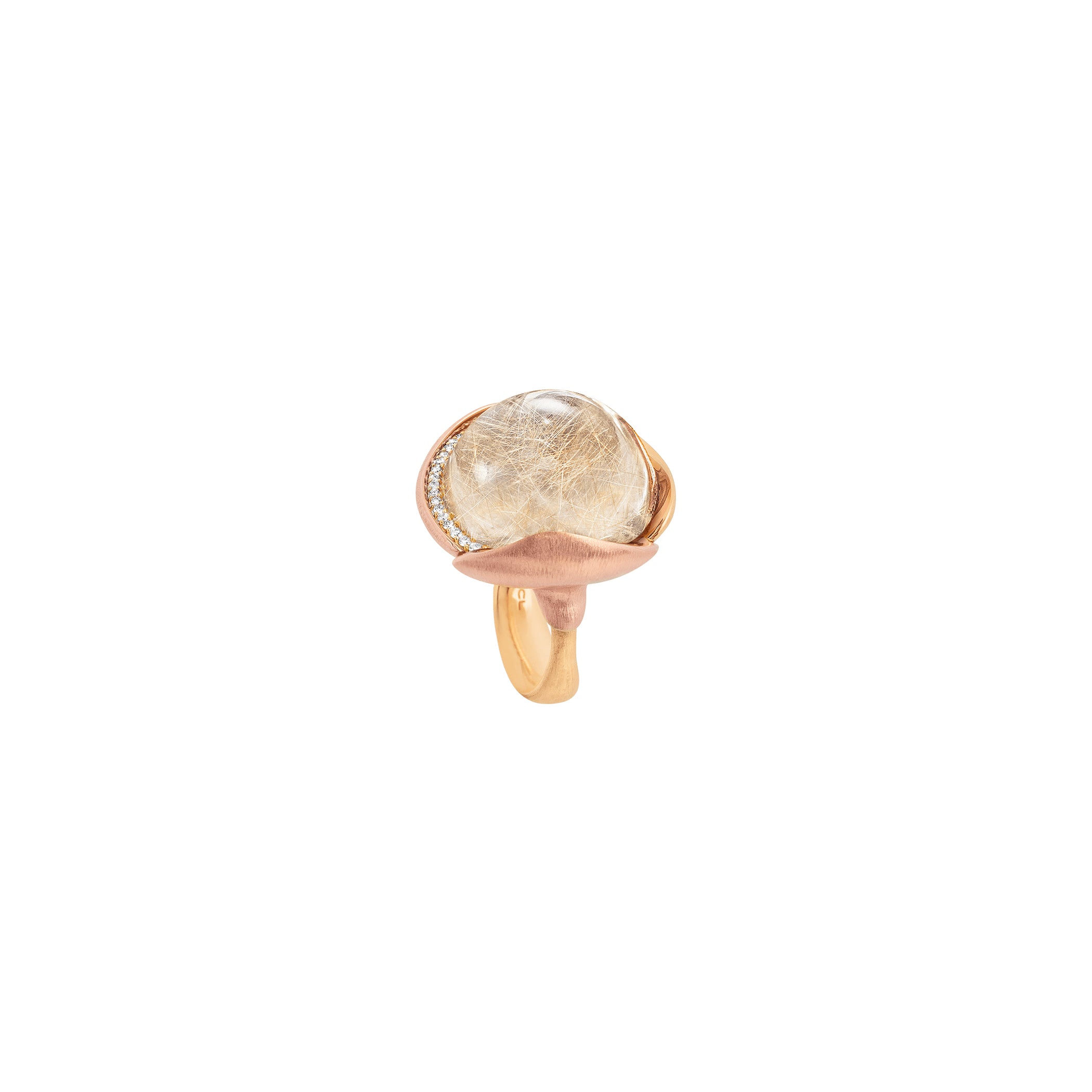Lotus 4 18K Guld Ring m. Kvarts & Diamanter
