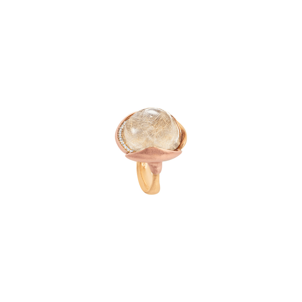 Lotus 4 18K Guld Ring m. Kvarts & Diamanter