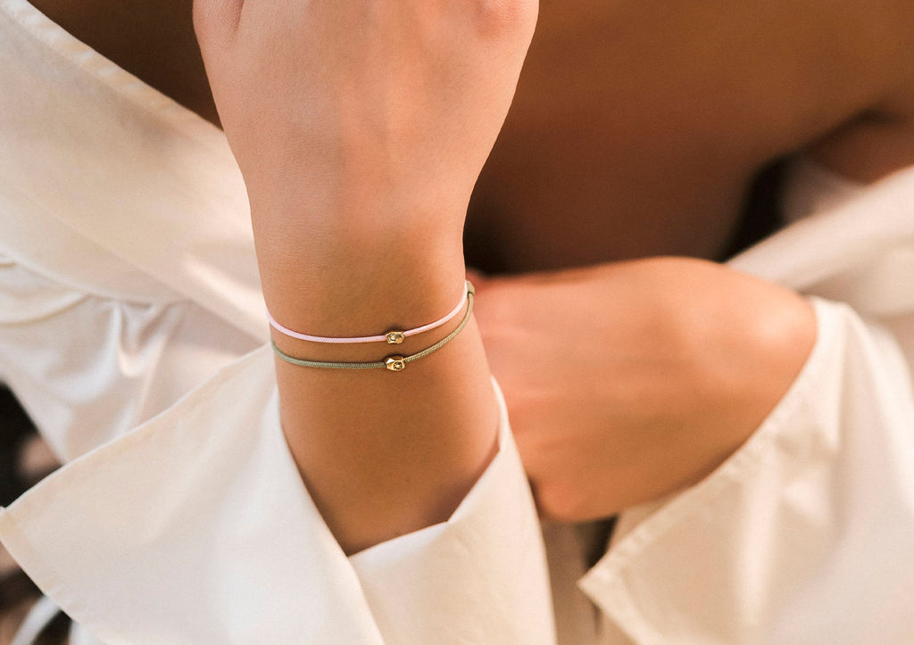 Stone Cord Green 14k Whitegold Bracelet w. Lab-Grown Diamond