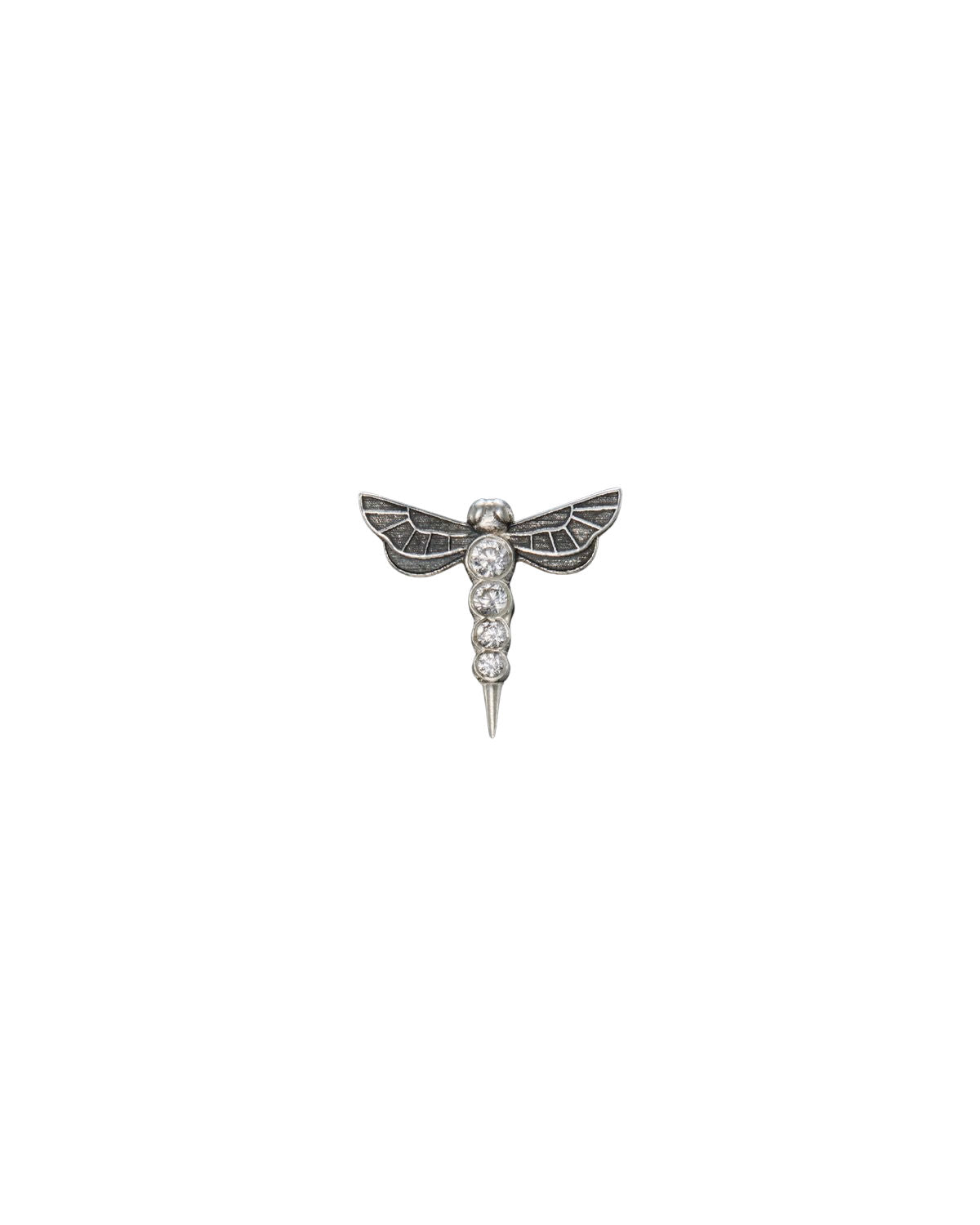 Dragonfly Silver Ear Stud w. Lab-Grow.n Diamond