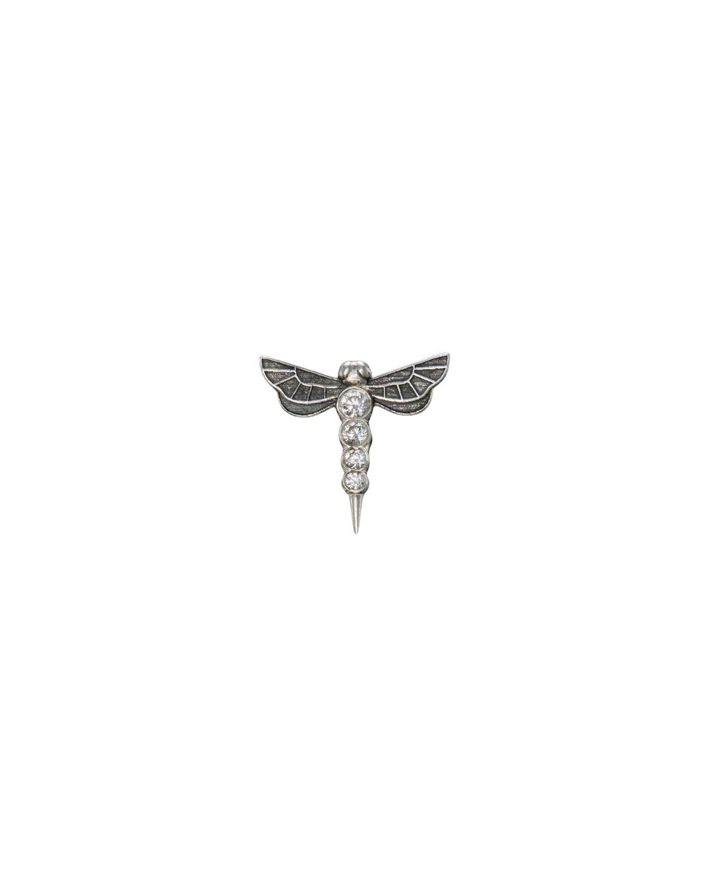 Dragonfly Silver Ear Stud w. Lab-Grown Diamond