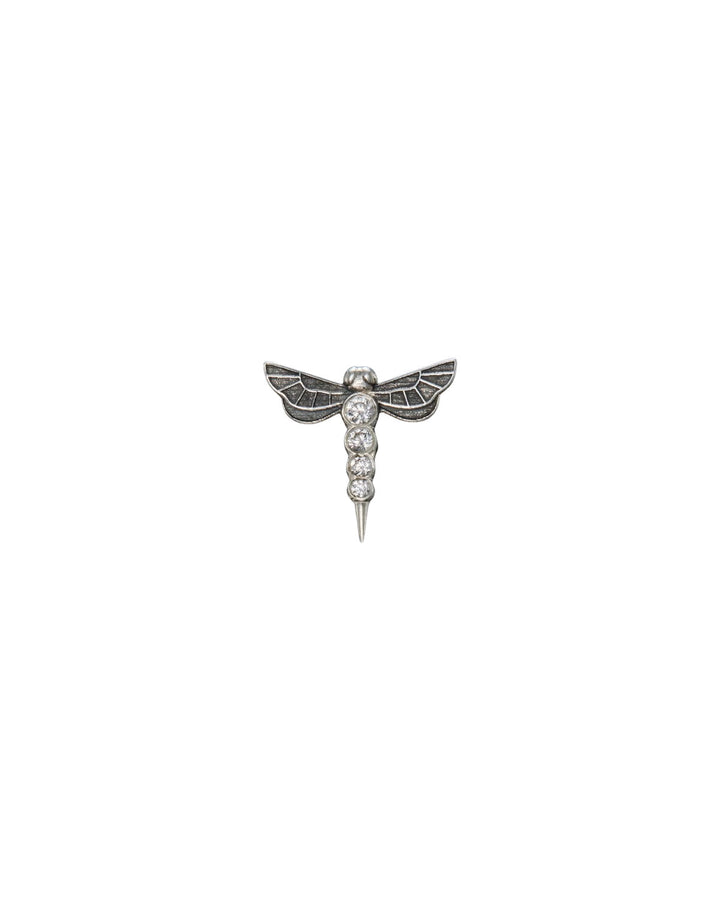 Dragonfly Silver Ear Stud w. Lab-Grown Diamond