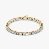 Mixed Shape 14K Gold Tennis Bracelet w. Emerald cut & Round Brilliant Lab-Grown Diamonds