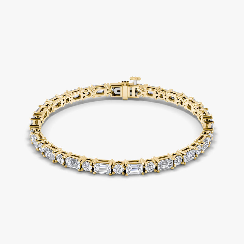 Mixed Shape 14K Guld Tennis Armbånd m. Emerald cut & Rund Brillant Lab-Grown Diamanter