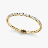 Mixed Shape 14K Gold Tennis Bracelet w. Emerald cut & Round Brilliant Lab-Grown Diamonds