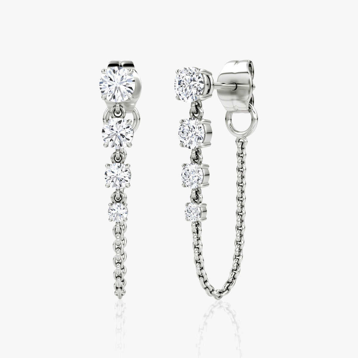 Linked 14K Hvidguld Tennis Øreringe m. 1.10ct Lab-Grown Diamanter
