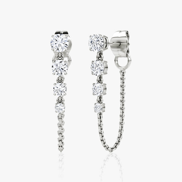 Linked 14K White Gold Tennis Earrings w. 1.10ct Lab-Grown Diamonds