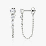 Linked 14K White Gold Tennis Earrings w. 1.10ct Lab-Grown Diamonds