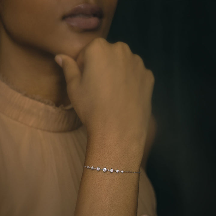 Linked 14K Hvidguld Tennis Armbånd w 0.85ct Lab-Grown Diamanter