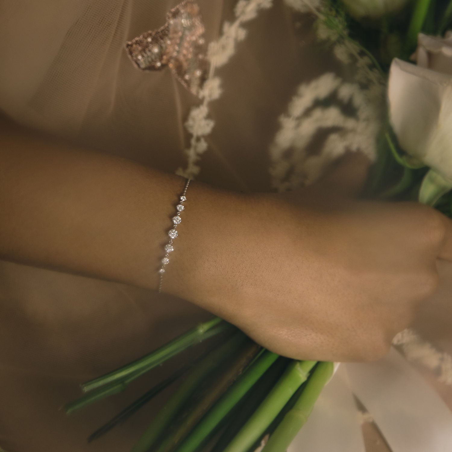 Verknüpft 14K Gold Tennisarmband w. 0,85 CT-Labor-Diamanten