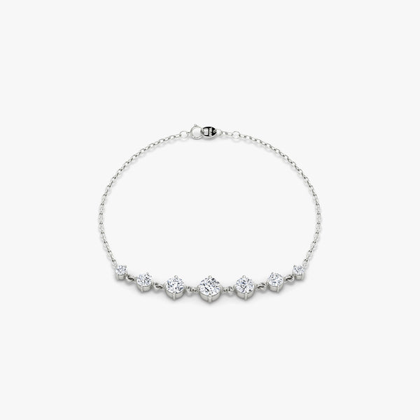 Linked 14K White Gold Tennis Bracelet w 0.85ct Lab-Grown Diamonds